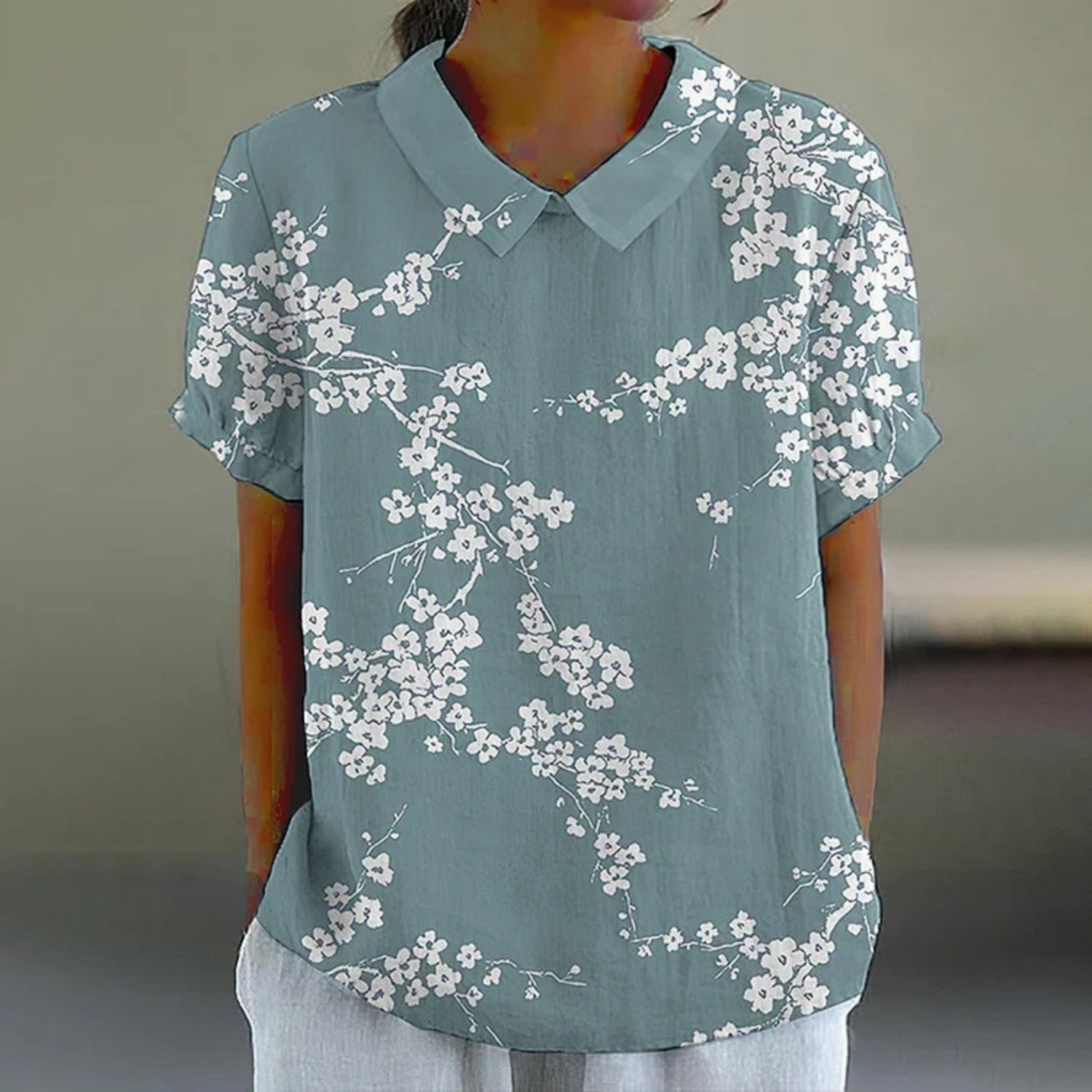 Creative Ocean Retro Floral Cute Short Sleeve