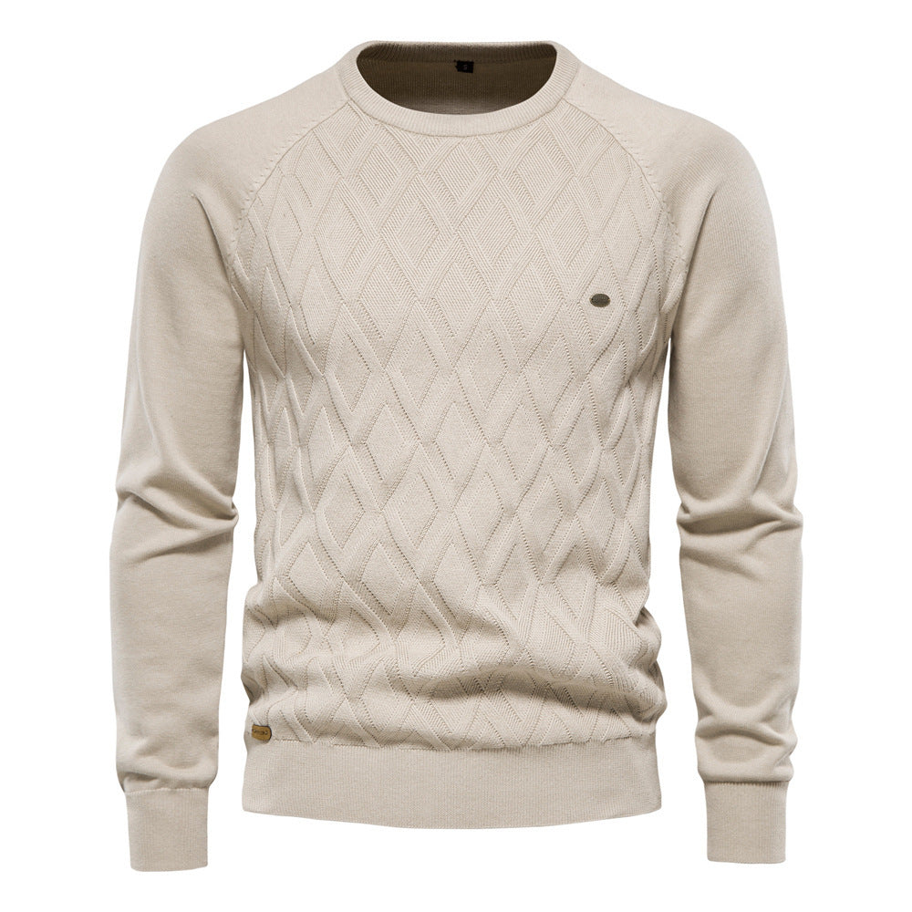 New Cotton Men's Sweater Pullover Solid Color