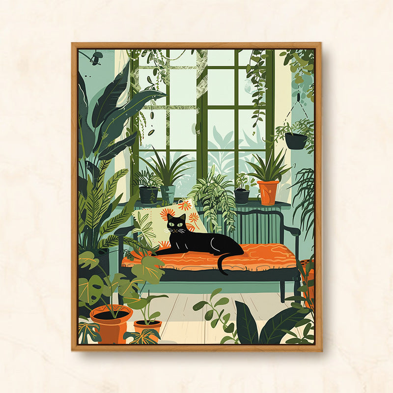 Diy Cartoon Digital Oil Painting Bedroom Paintings Cute Cat