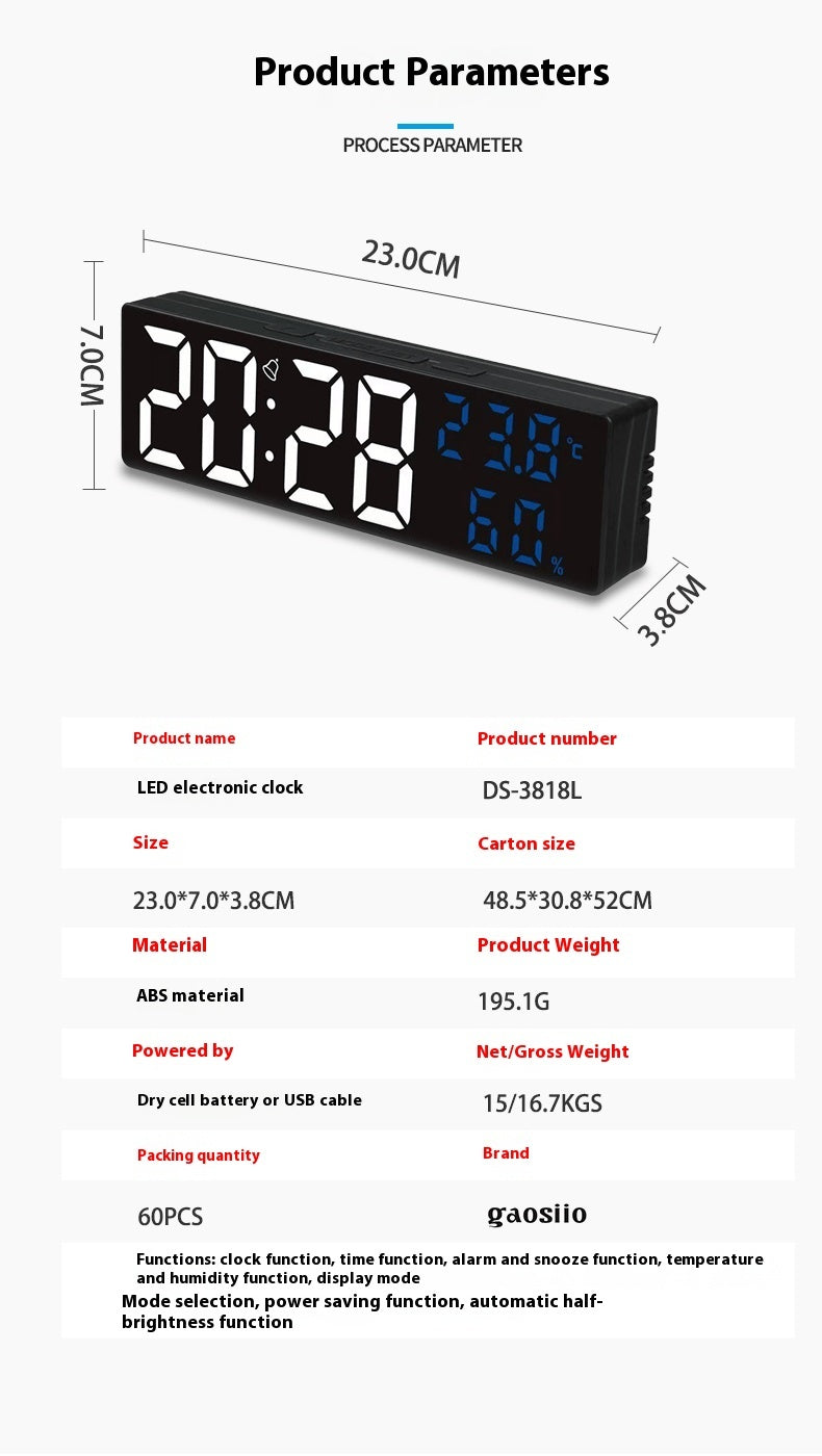 LED Multi-function Mirror Large Screen Electronic Alarm Clock