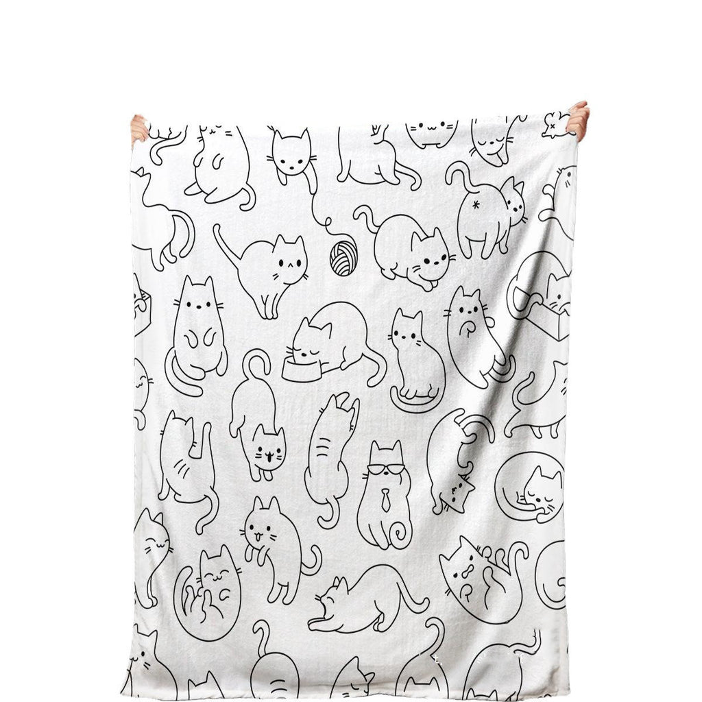 Cute Cat Digital Printing Flannel Blanket