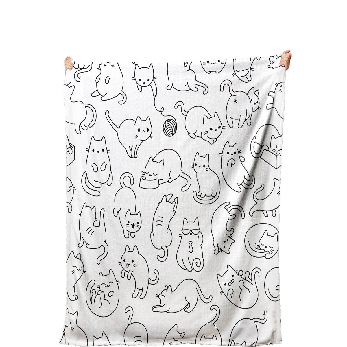 Cute Cat Digital Printing Flannel Blanket