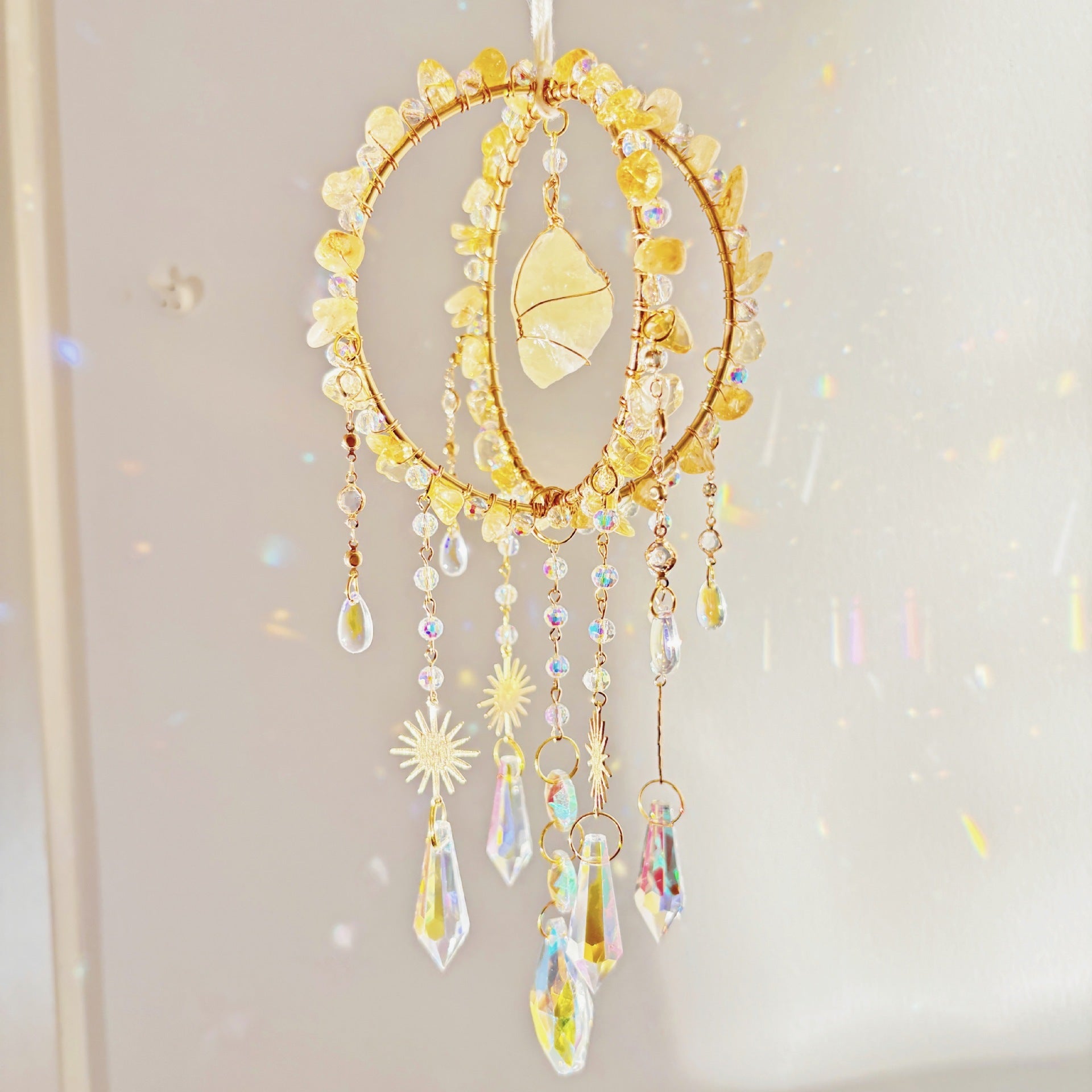 Natural Gravel Sun Catcher Rough Stone Winding Spherical Crafts