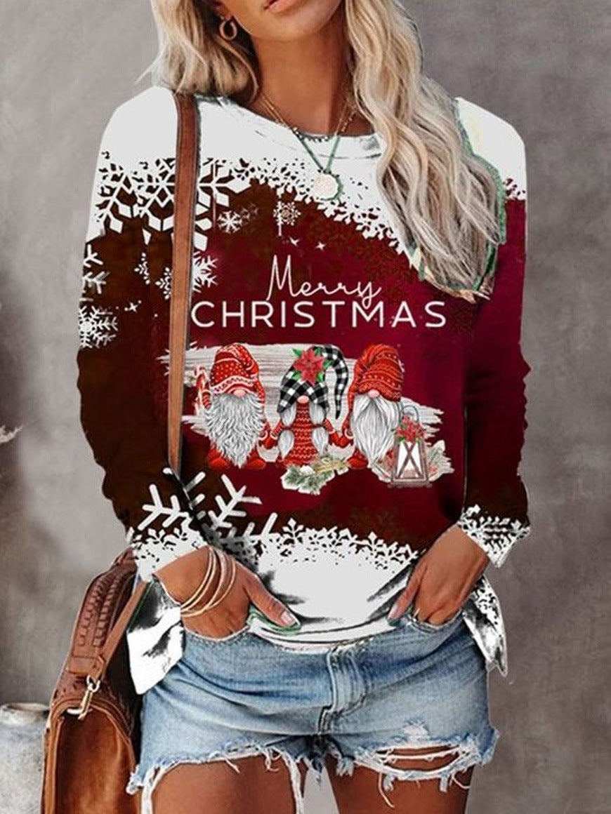 3D Printed Loose Round Neck Fashion Women's Sweater