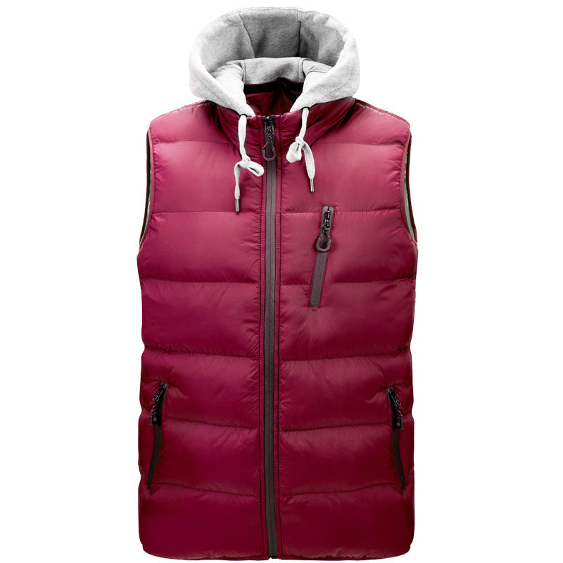 Amazon New Men's Hooded Vest Autumn Cotton Vest