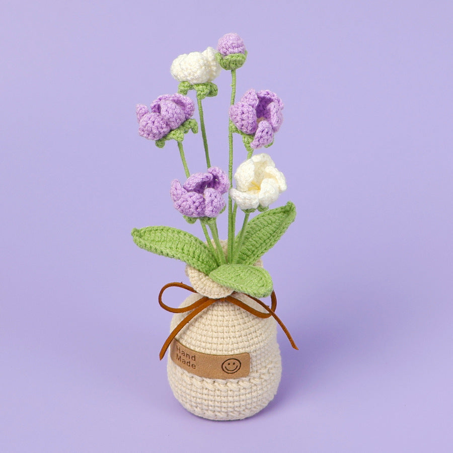 Finished Handmade Wool Woven Home Decoration Tulip Potted Plant