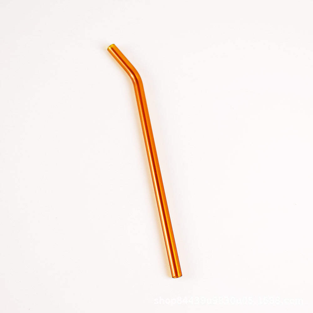 Colored High Borosilicate Environmentally Friendly Heat-resistant Curved Glass Straws