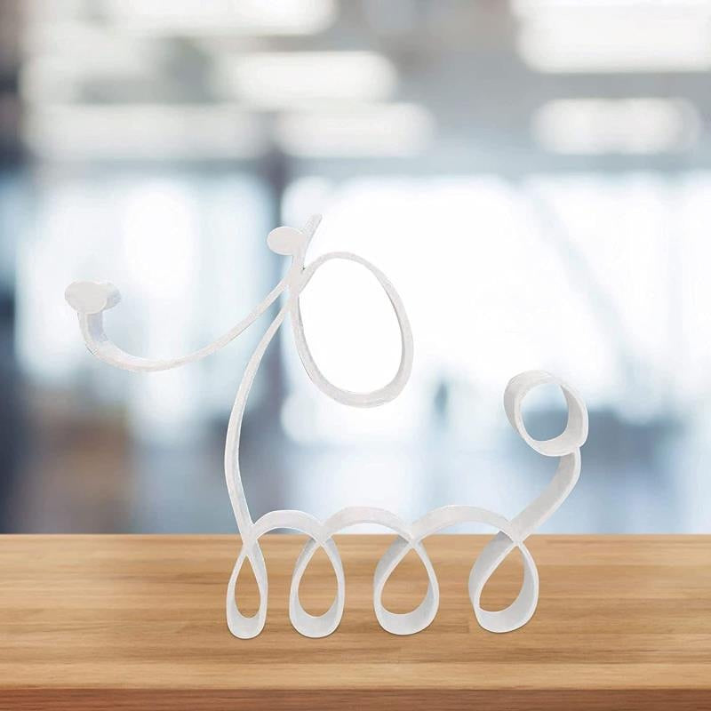 Simple Metal Dog Art Sculptured Ornaments Home Decoration