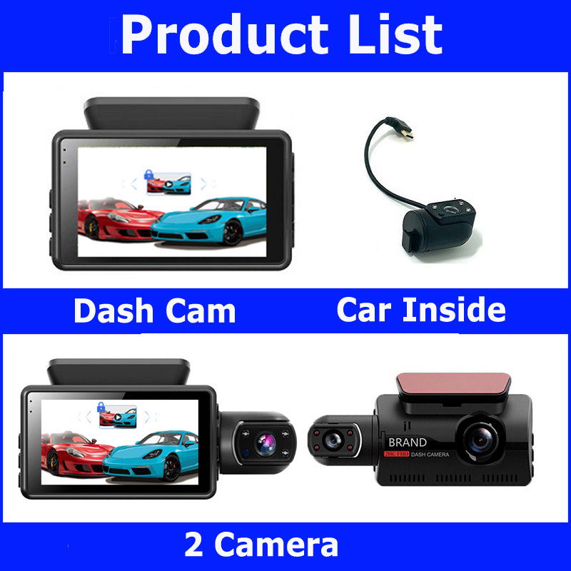 HD 1080P Driving Recorder 3 Inch Screen Car Front And Rear Dual Lenses