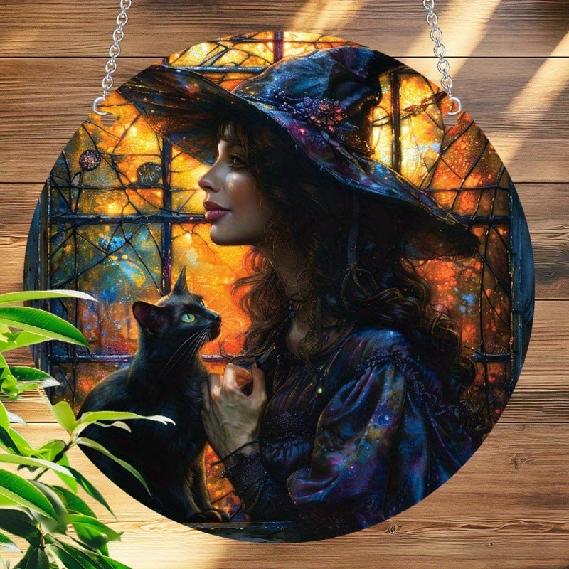 Acrylic Halloween Witch Pendant Color Disc Wall Decorations