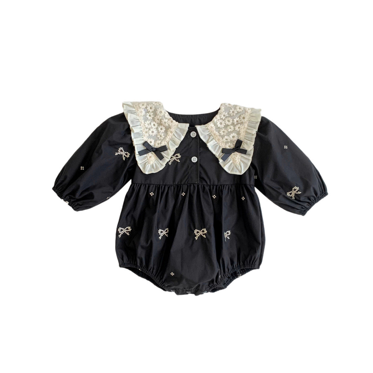Autumn Clothes Baby's Gown Doll Collar Lace Embroidery