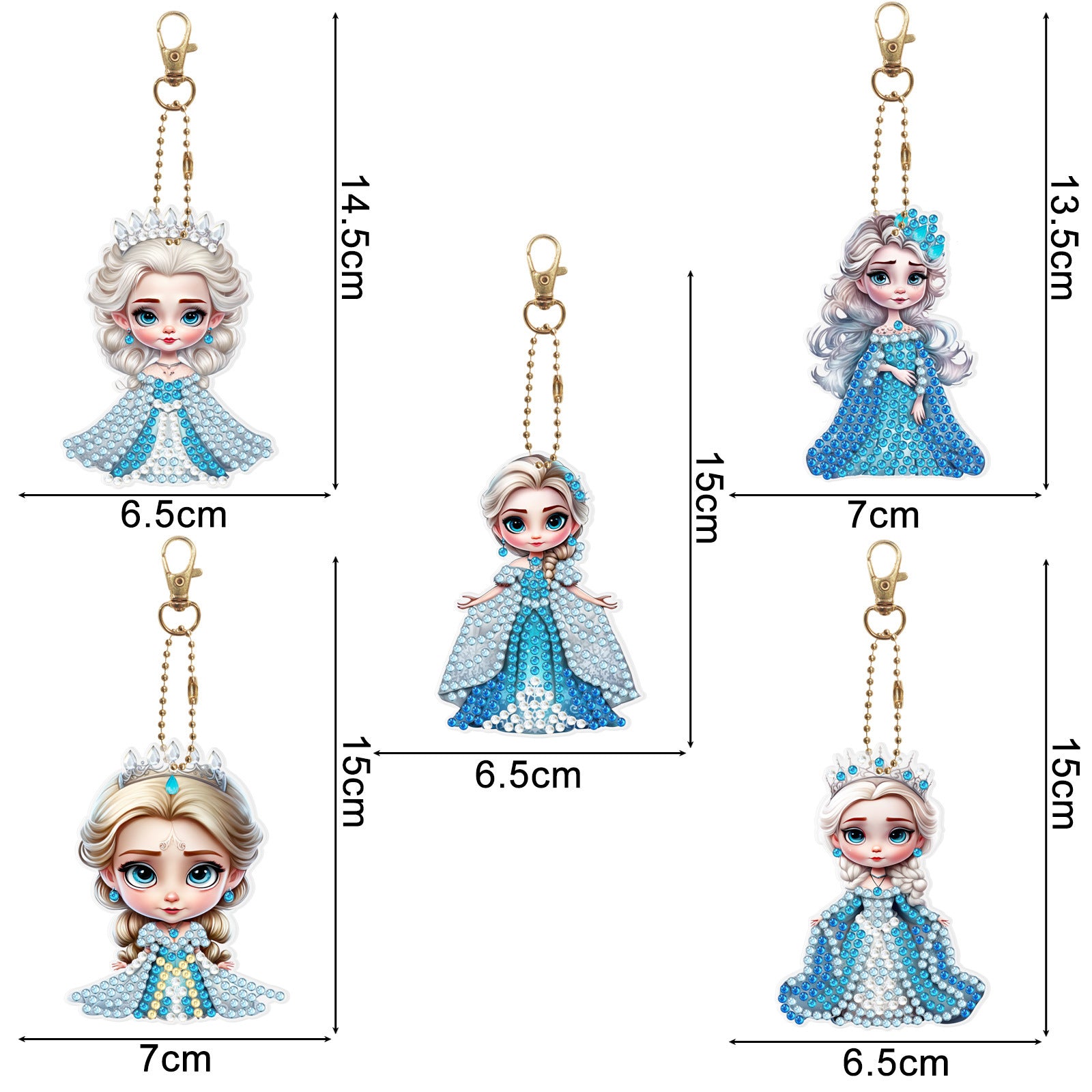New Diamond Painting Keychain Cartoon Princess Series Double-sided Spot Drill Bag Decoration Transparent Pendant Wholesale