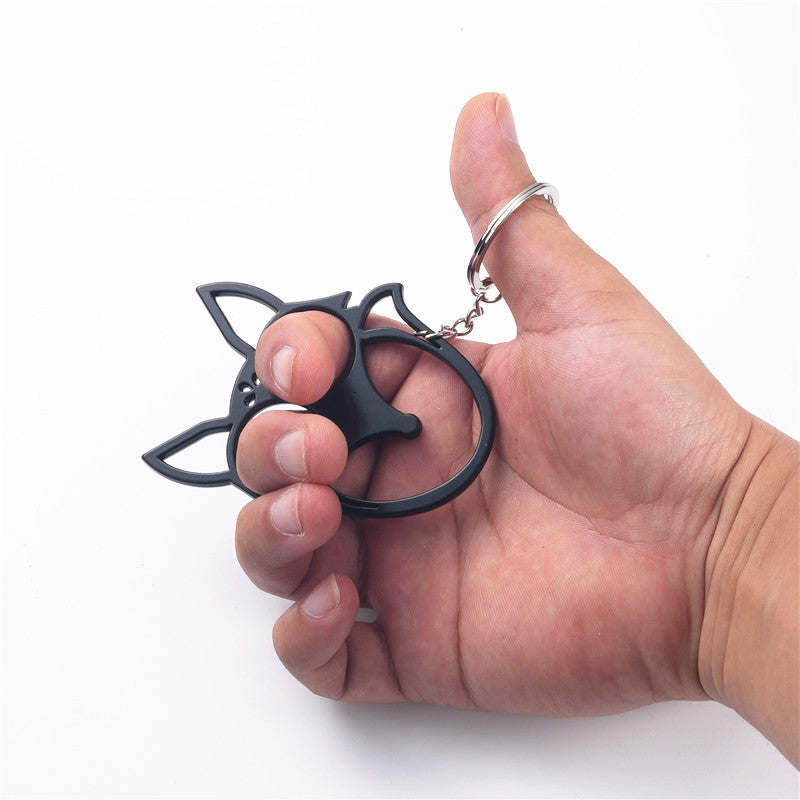 Fox Shaped Key-chain Metal Double Finger Lock Outdoor Self-defense Supplies Multifunctional