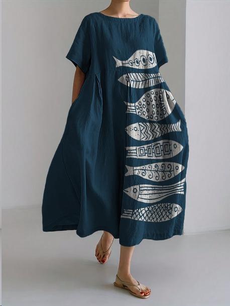 Ladies New 3D Craft Round Neck Dress