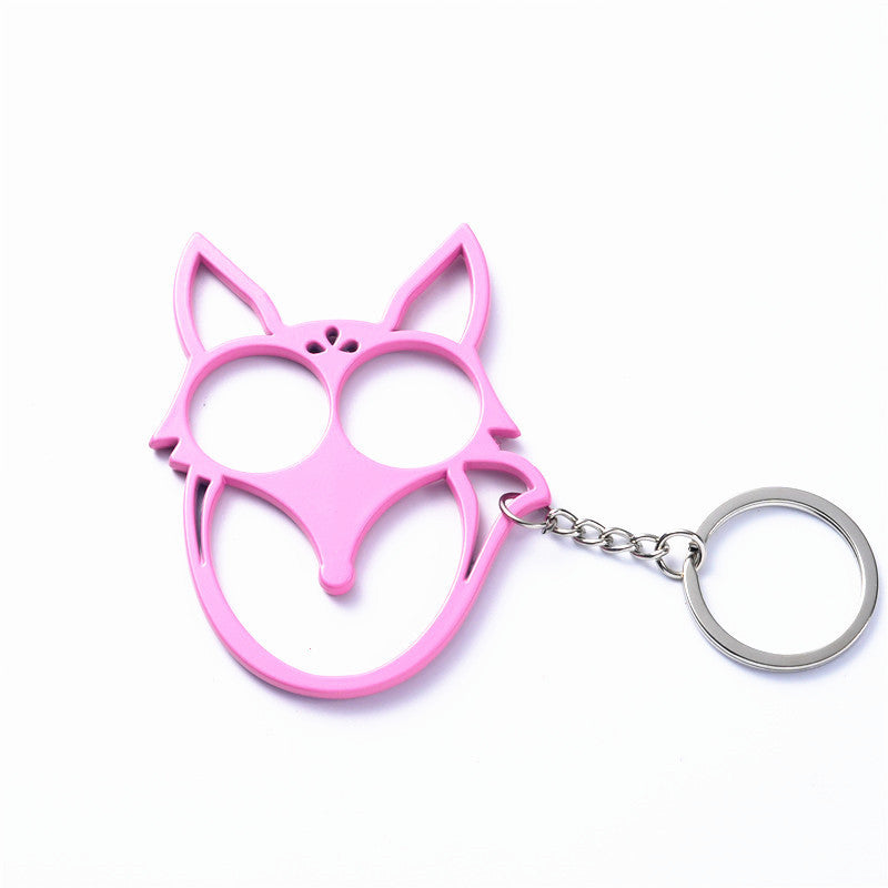 Fox Shaped Key-chain Metal Double Finger Lock Outdoor Self-defense Supplies Multifunctional