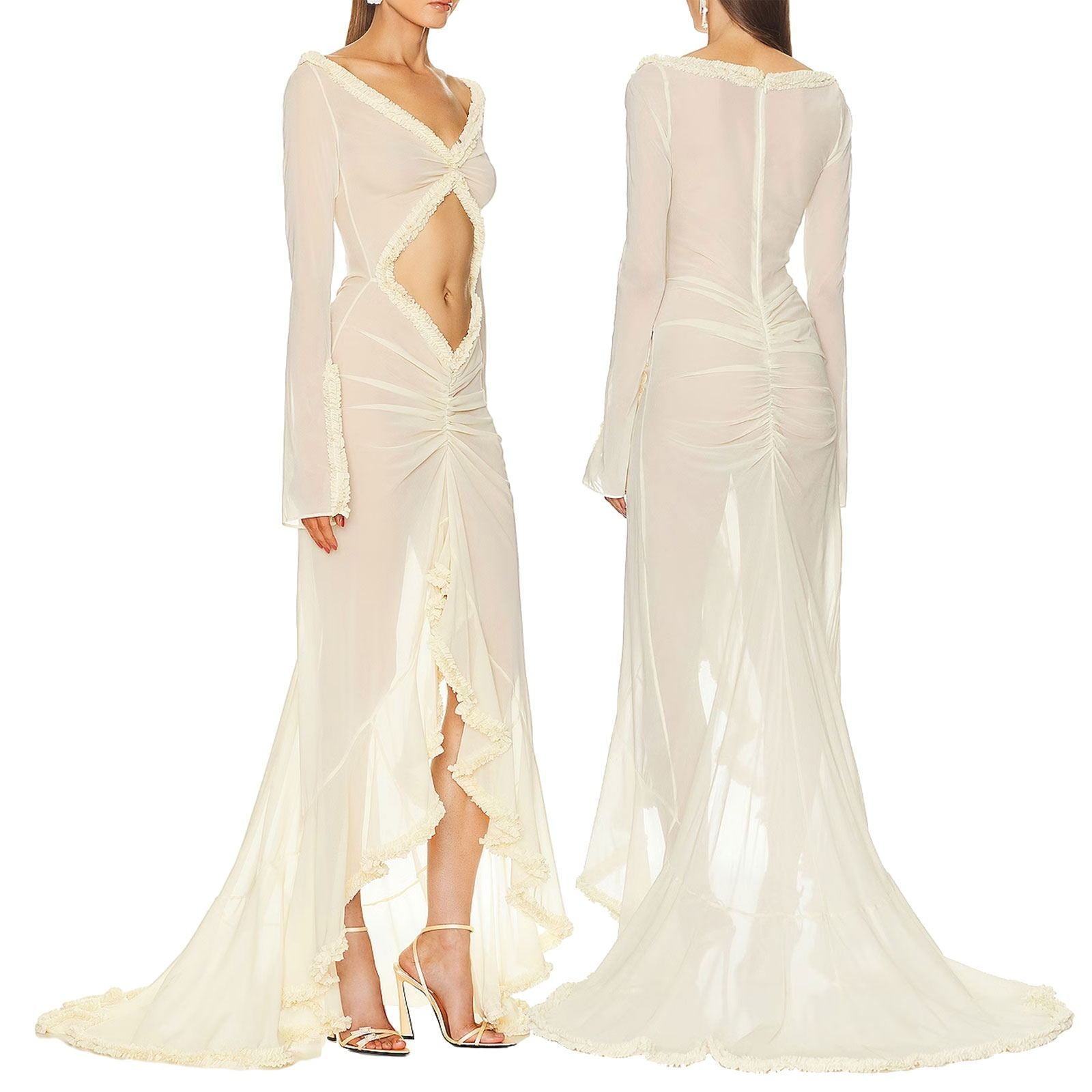 Temperament Youthful-looking Goddess Temperament Slim Fit Sexy Navel Mop Dress