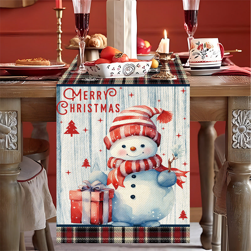 Christmas Snowman Santa Claus Creative Tablecloth