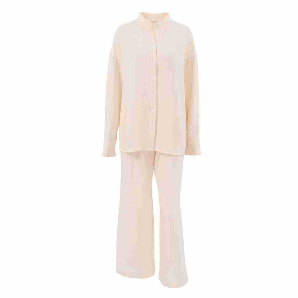 Shirt Double-layer Crepe Loose Long Sleeve Trousers Suit