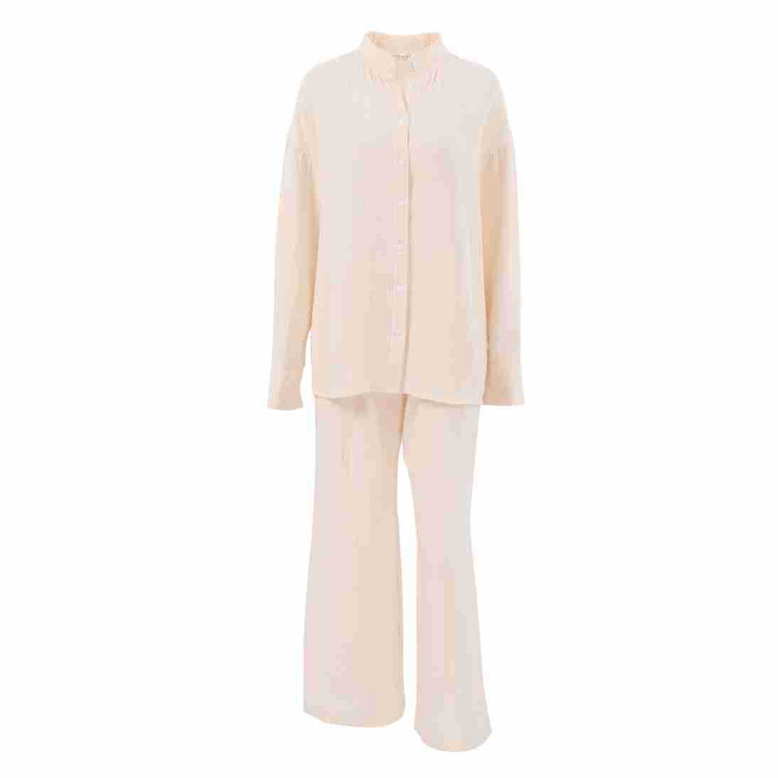 Shirt Double-layer Crepe Loose Long Sleeve Trousers Suit