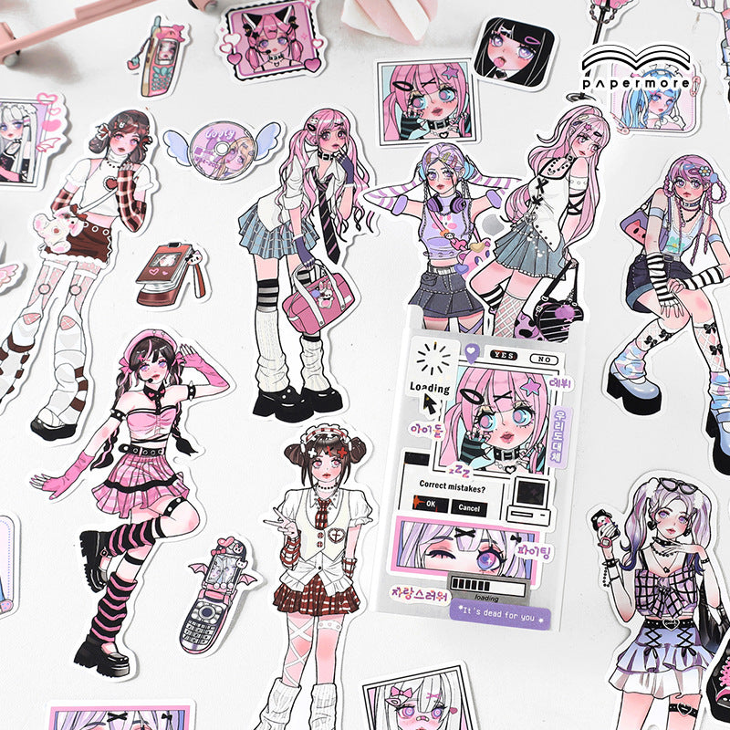 Cute Girl Anime Journal Material Stickers