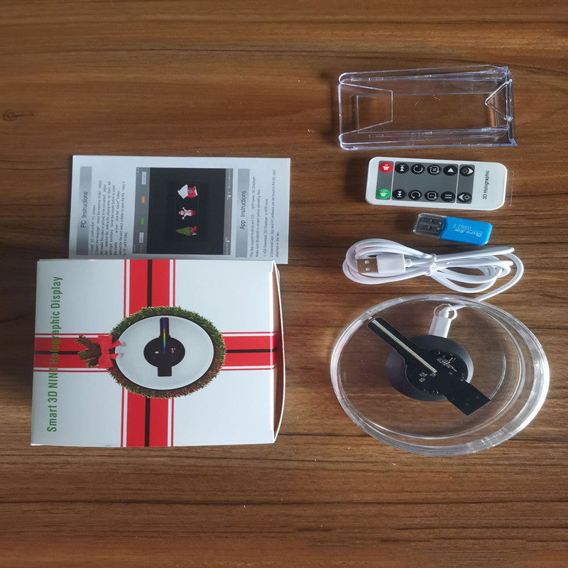 3d Holographic Fan 12cm Christmas Ball Decorative Desktop Decoration Stereo Small Night Lamp WF Music Playback USB