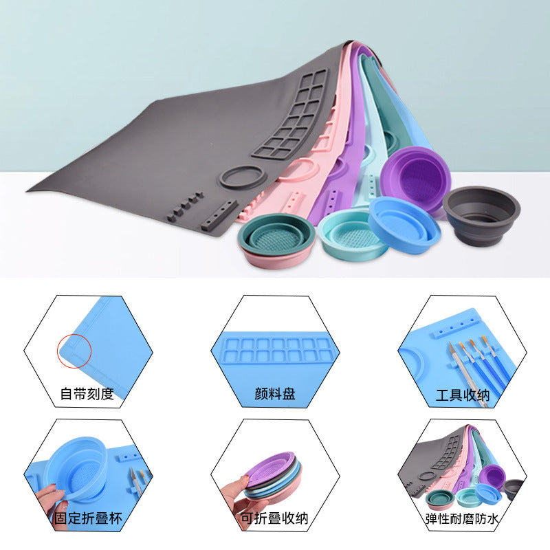 Large Rectangular Dining Table Protective Pad With Cup Painting Mat Silicone Mold