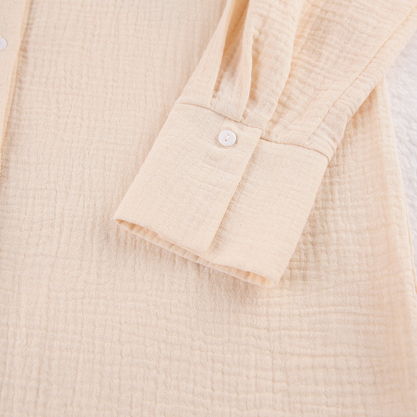 Shirt Double-layer Crepe Loose Long Sleeve Trousers Suit