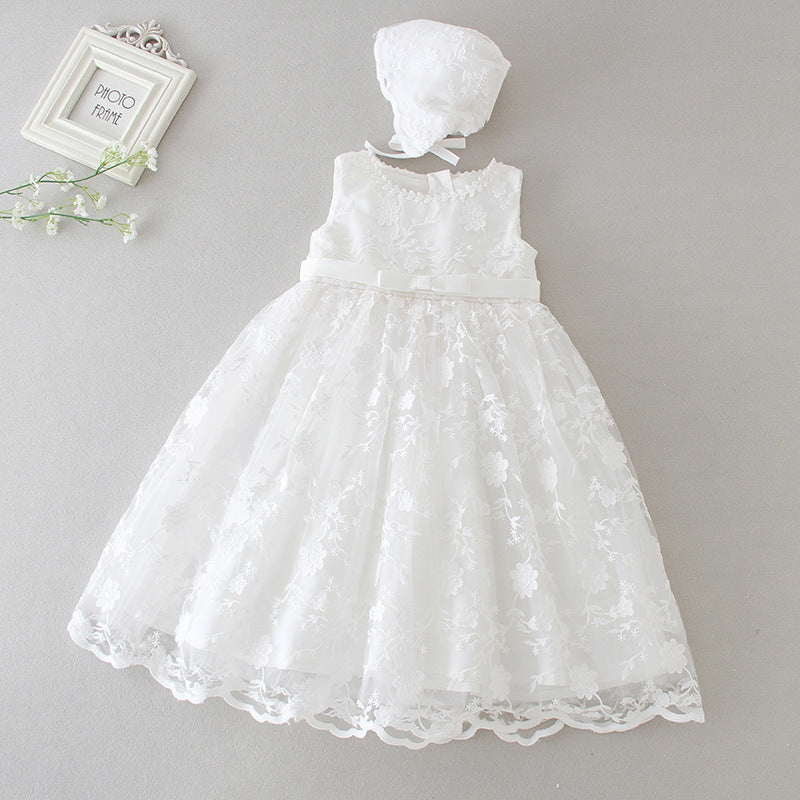 Baby Girl White Lace Dress With Hat
