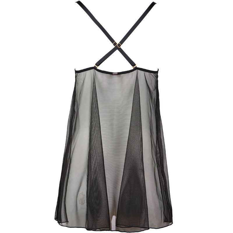 Lady Sexy See-through Suspender Strap Nightdress Mesh