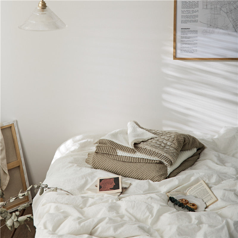 Thicken Warm Siesta Blanket Quilt Knitted Woolen Blanket