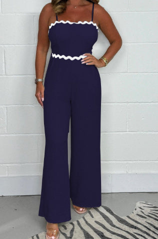 Fashion Pure Color Tube-top Suspender Jumpsuit