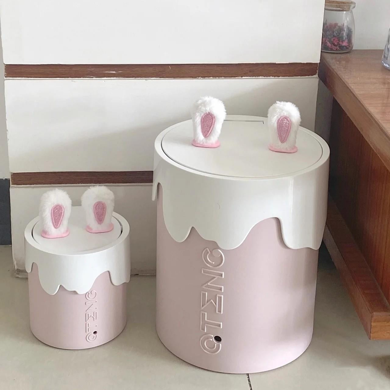 Ice Cream Rabbit Ears Bowknot Trash Can