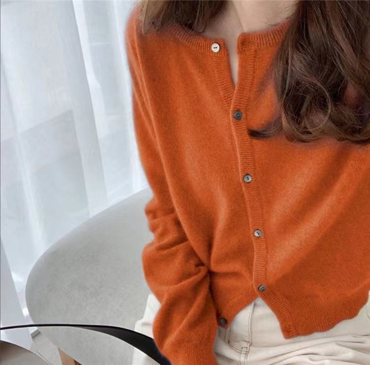 Fashion Round Neck Knitted Cardigan Loose-fitting Outerwear Sweater Coat