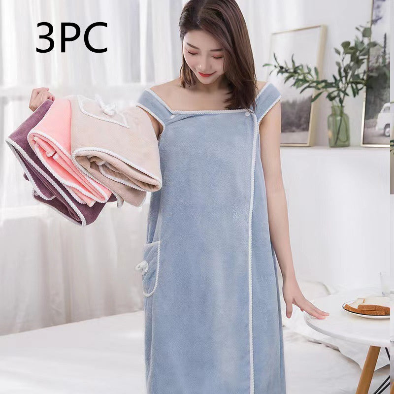 Coral Fleece Bath Skirt Pure Cotton Soft Water-absorbing Thickened Covered Bathrobe Chest-wrapped