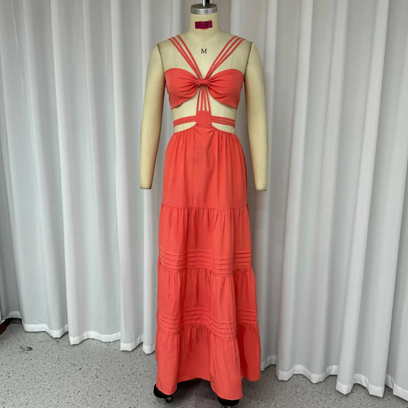 Fashion Sexy Tube Top Solid Color Wide Leg One-piece Trousers