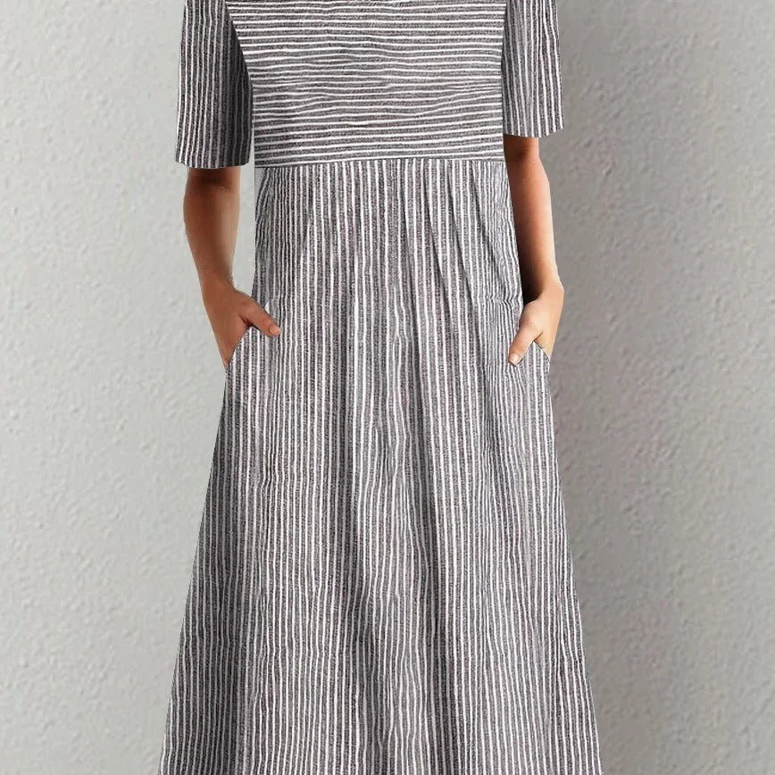 Casual Printed Round Neck Short Sleeve Dress