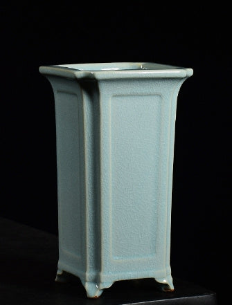 Four Square Tall Chinese Style Retro Floating Branch Landscape Flowerpot