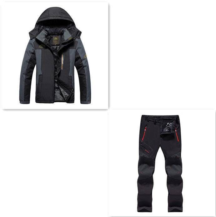 Fleece Padded Hooded Windproof Mountaineering Suit