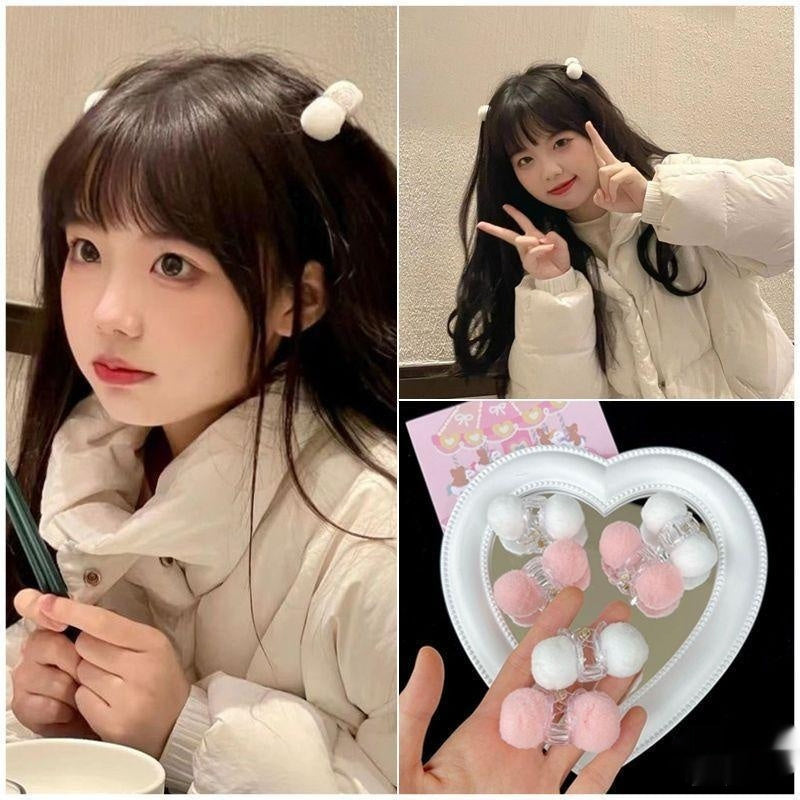 Cute Plush Ball Barrettes Small Jaw Clip