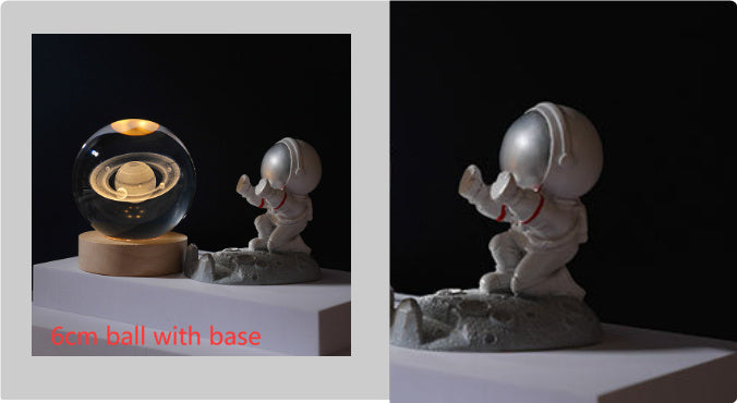 3D Crystal Ball Night Light Solar System Cosmic Theme LED Decoration Light Wooden Base Astronomy Nightlights Birthday Gift