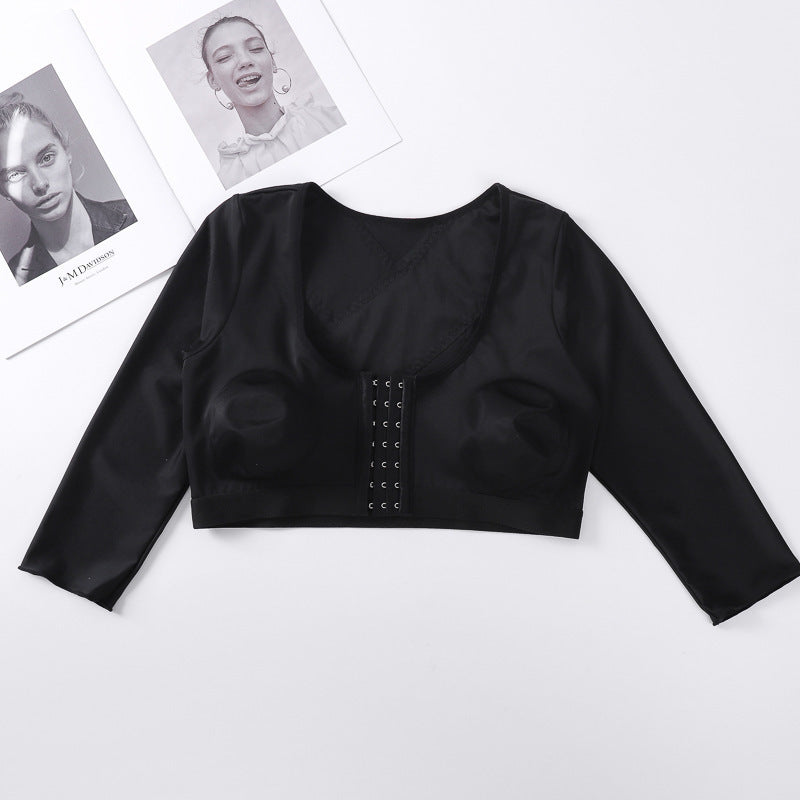 Front Closure Underwired Push Up Yoga Sports Underwear Fitness Running Anti-vibration 34 Sleeve Adjustable