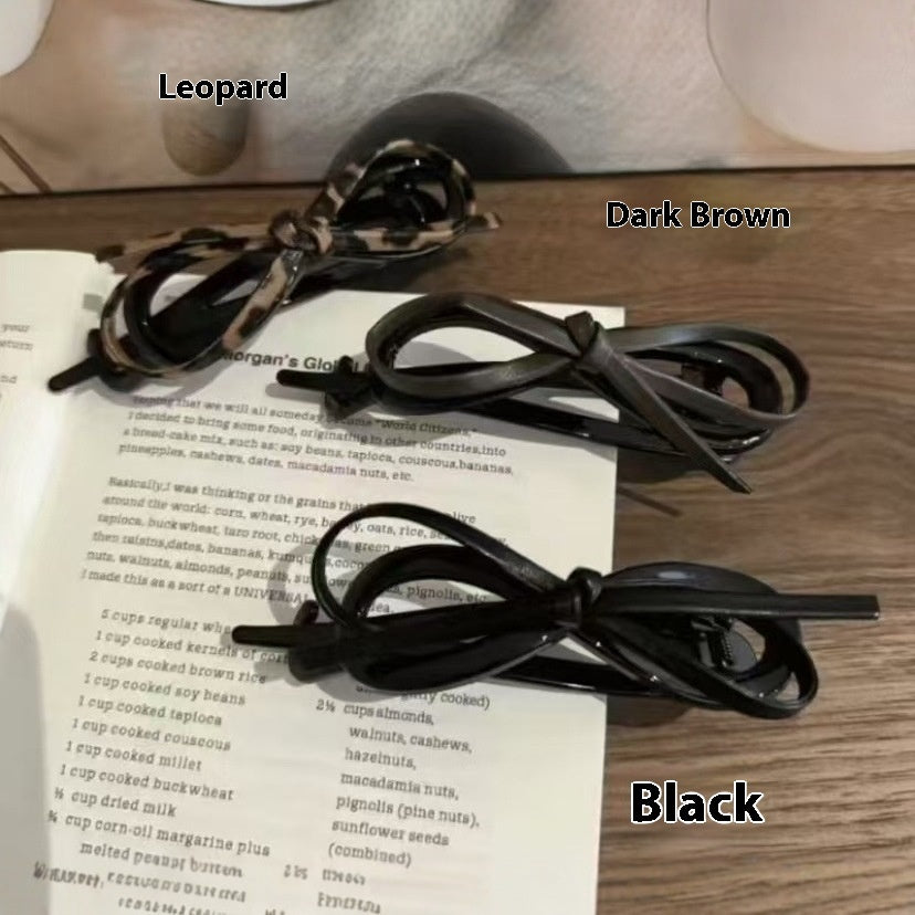 Elegant Leather Bow Banana Clip Back Head