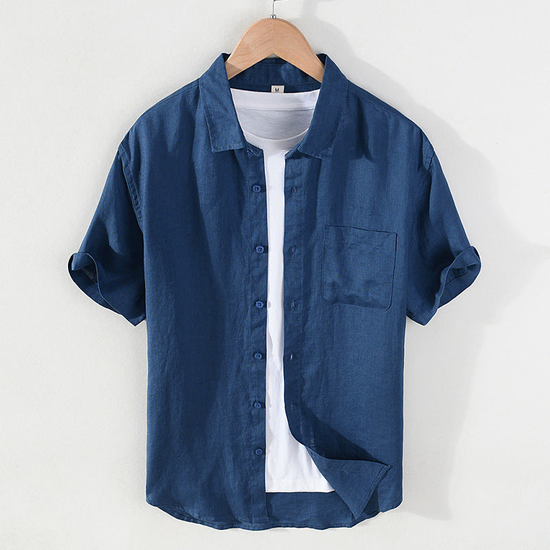 Men's Summer Short Sleeve Pure Linen Shirt