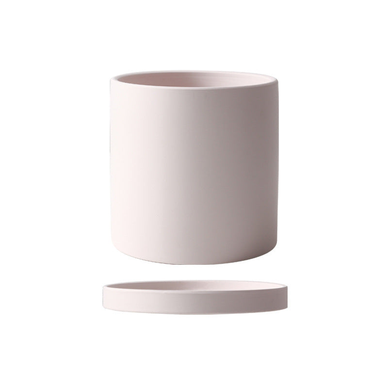 Ceramic Flowerpot With Straight Tube And Tray
