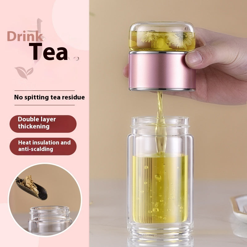 Double-layer Glass Tea Separation Tea Brewing Portable Borosilicate Scented Tea Cup