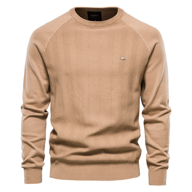 New Men's Solid Color Raglan Sleeve Sweater Casual Men's