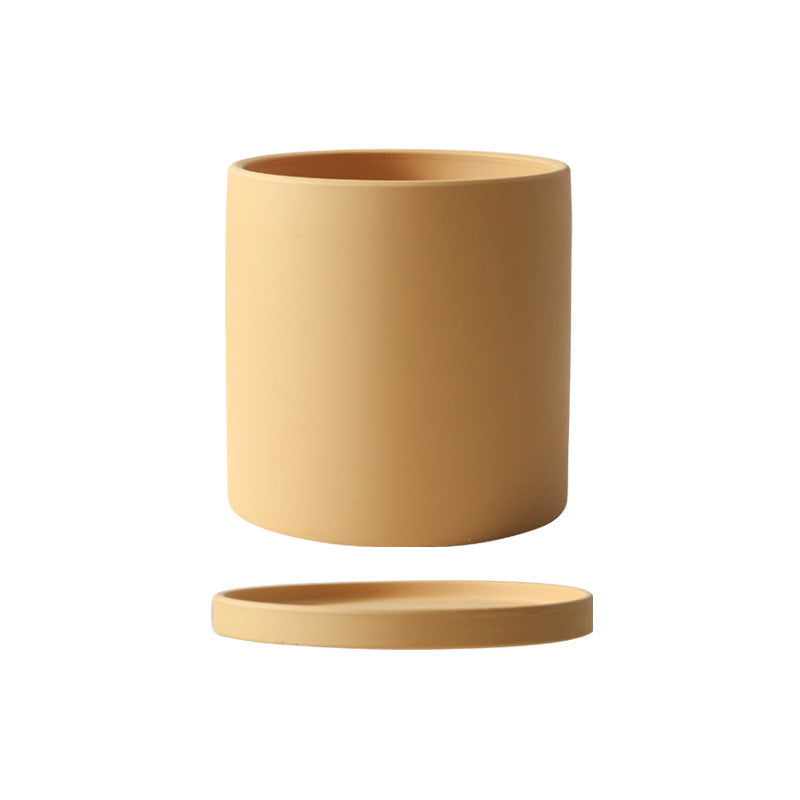 Ceramic Flowerpot With Straight Tube And Tray