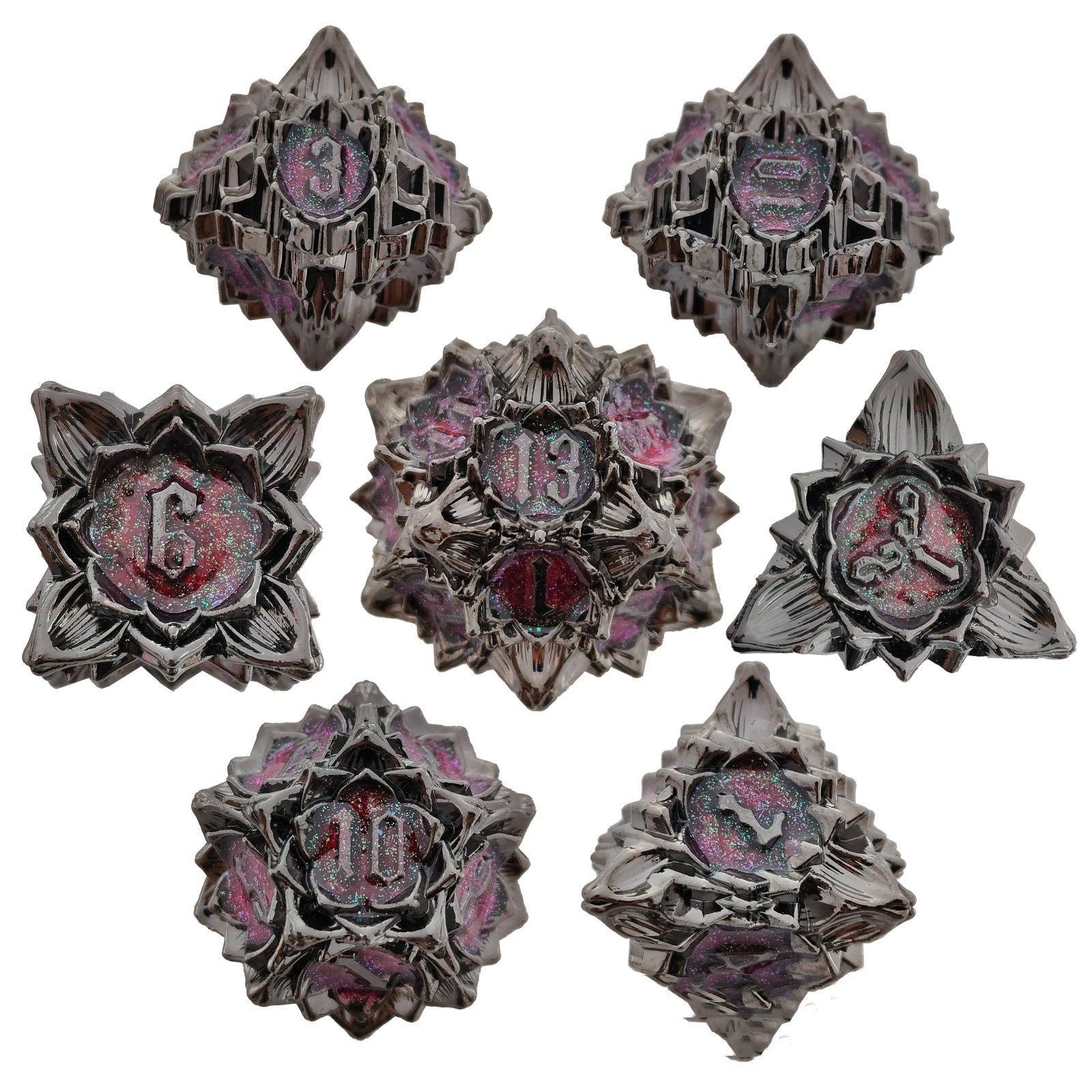 Metal Lotus Dice Polyhedron Board Game