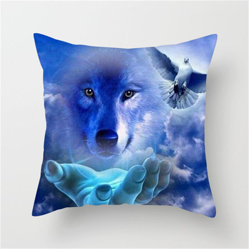 Home Decoration Without Pillow Core 3D Fluorescent Wolf Polyester Pillowcase
