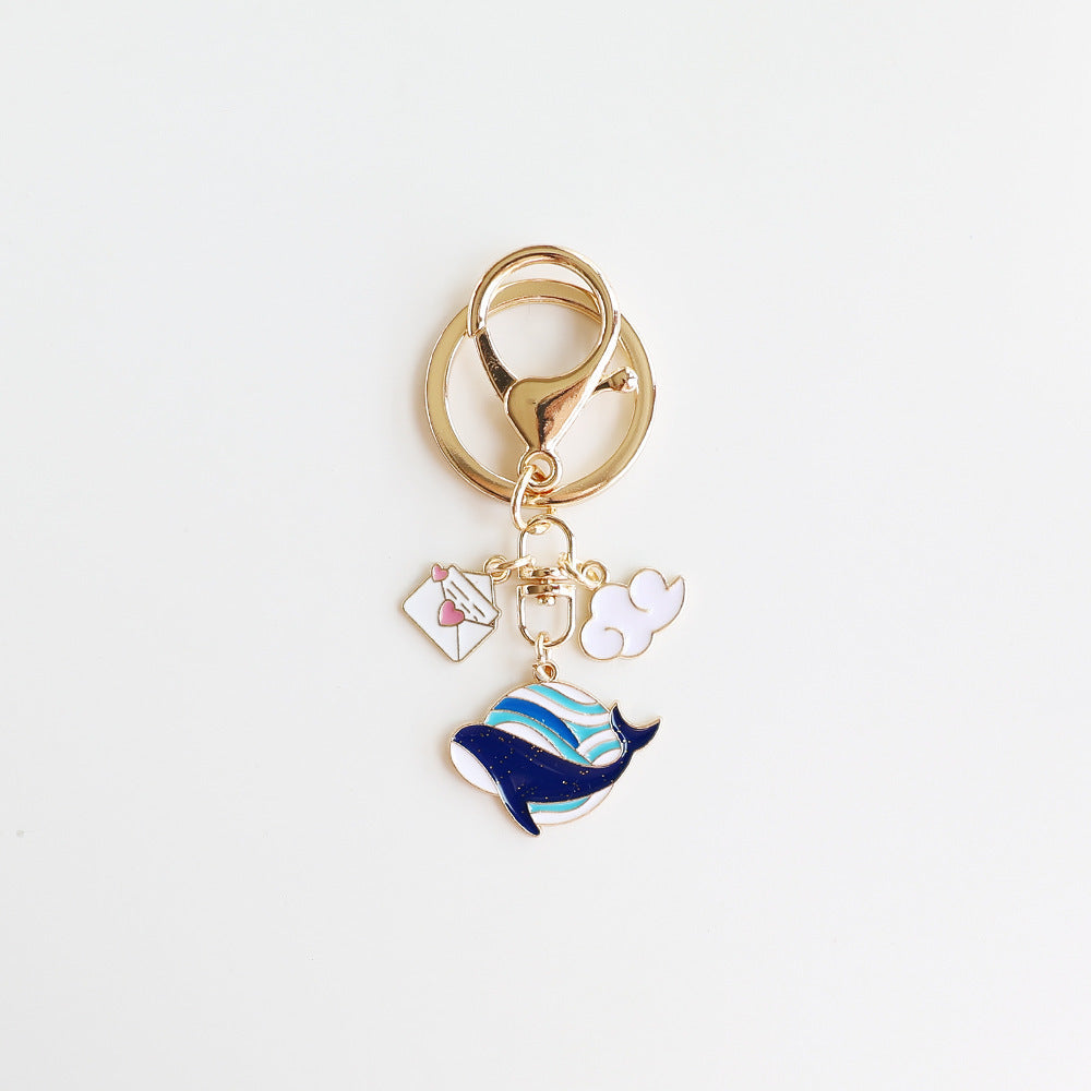 Cute Cartoon Whale Dolphin Keychain